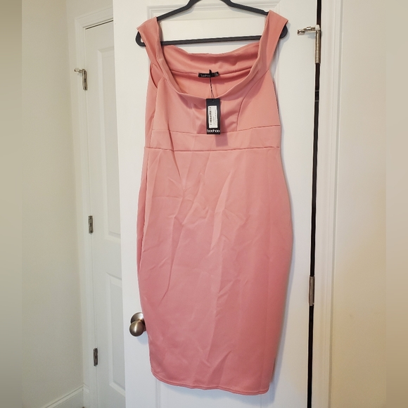BooHoo Plus Off Shoulder Midi Dress - Picture 1 of 3